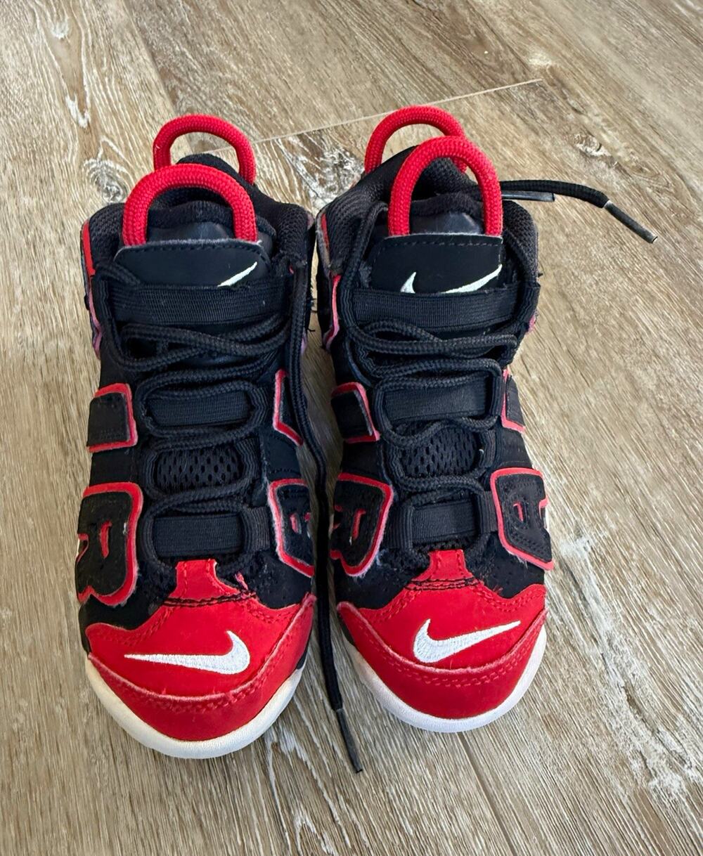Nike Air More Uptempo Unisex Kids Sneaker Black/Red/White US 11C